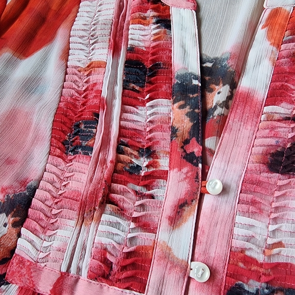 Jones New York Sheer Floral Lightweight Flowy Blouse - Picture 4 of 9